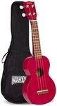 Mahalo Kahiko Soprano Ukulele for Beginners, Quality Musical String Instrument with Geared Machine Head & Instrument Case, Small Ukulele for Kids & Adults, Transparent Red