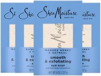 SheaMoisture Bar Soap Manuka Honey Oatmeal 4 Count Smoothing & Exfoliating Smooth and Exfoliating bar soap with 24h shea moisture nutrients for Healthy, Glowing Skin 8 oz