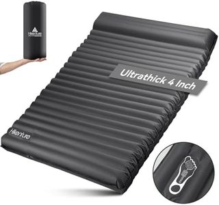 HIKENTURE Double Sleeping Pad with Pillow, 4" Ultra-Thick Inflatable Air Mattress for 2 Person, Compact & Lightweight for Camping & Backpacking Tent (Grey, 200x140cm)