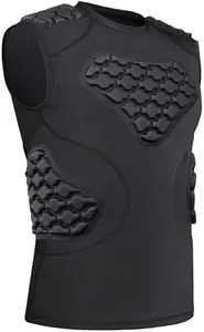 Dialudon Men Football Padded Shirt Rib Chest Shoulder 5-Pads Protectors Gear for Baseball Basketball Size L