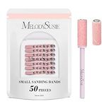 MelodySusie 50 Pcs Nail Drill Bits Small Sanding Bands for Nail Drill 180 Fine Grit Nail File for Acrylic Nails Gel Manicures and Pedicure, Pink