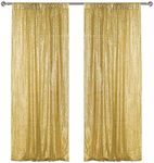 Sugargirl Gold Sequin Backdrop Curtain 2 Panels 2FTx8FT Glitter Gold Background Drapes Sparkle Photography Backdrop for Party Wedding Birthday Wall Decoration