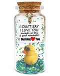 I Ducking Love You Cute Duck Gift, Romantic Message in Bottle Presents, Anniversary Decorative Wish Jar, Valentines Birthday Christmas Gifts Decorations for Boyfriend Husband Him Her Wife Girlfriend