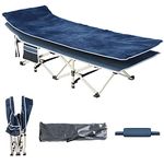 YITAHOME Folding Camping Beds for adults, Heavy Duty Sturdy Camp Bed with Extra Thicker Mattress, Stronge Thicker Tubes Sleeping Cot for Outdoor Travel Office, Blue