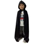 TOPWAYS® Kids Black Hooded Cloak, Black Cape For Halloween Cosplay Party Dress Christmas Fancy Dress Costume Accessory World Book Day Dress 3 to 7 years old Kids