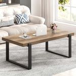 FOLUBAN Rustic Coffee Table,Wood and Metal Industrial Cocktail Table for Living Room, 47 Inch Oak