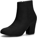 Allegra K Women's Side Zip Chunky Heel Ankle Boots Black 5 UK/Label Size 7 US