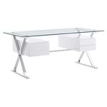 Modway Sector 71" Modern Glass Top Office Desk in White
