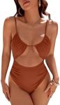 Blooming Jelly Womens One Piece Swimsuit Tummy Control Bathing Suit Sexy Flattering Cheeky High Cut Out Cute Ladies Swimwear (XX-Large, Rust)