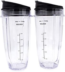 Replacement Blender Cup with Lid (2 Pack) 24 Oz Cups For Ninja Auto iQ BL480 BL482 BL642 BL682 BL450 BN401 BN751 BN801 Foodi SS351 SS151 SS401 Ninja Blender Auto iQ Blade