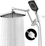 Jcrob 12 Inch All Metal Shower Head With Handheld, High-Pressure Rain/Rainfall Shower Heads With Handheld Spray, Including 3-Way Diverter, Extension Arm - Height/Angle Adjustable(Chrome)