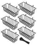 SEMPOMA 6 Pack Wire Basket, Hanging Wall Basket for Grid Wall Panels, Metal Hanging Baskets for Organizing, Black Wire Baskets for Wall Storage, Home Decor, Grid Wall Accessories