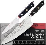 Dalstrong 2 Piece Set - Chef Knife 8 inch & Paring Knife 4 inch - Shogun Series ELITE - Damascus - Japanese AUS-10V Super Steel - G10 Black Handle - Razor Sharp - Full Tang Chef's Knife - Sheath