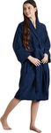 SENSES By Riba Plush Soft Terry Cotton Unisex Bathrobe/Bathing Gown with Shawl Collar for Women and Men. Lightweight, Highly Absorbent Luxurious(Navy Blue, XLarge)