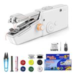Sewing Machine, Handheld Sewing Machine, Portable Hand Sewing Machines for Beginners, Easy to Use, Mini Sewing Machines for Home & Travel Quick Sewing Clothing, DIY (White)