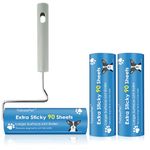 YabeePet Extreme Sticky Large Surface Lint Roller, Long Handle Pet Hair Remover, Designed for Removing Pet Dog Cat Hair 90 Sheets per Roll, 6.3 inch Width (1 Roller+2 Refills)