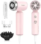 Hair Dryer - SUPGALIY Mini HairDryer, Ionic High-Speed Motor for Fast Drying, Portable Lightweight Blow Dryer, Quiet Professional Blowdryer with Magnetic Curly Diffuser & Concentrator for Home Travel