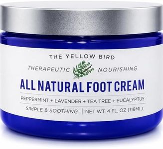 Yellow Bird Natural Foot Cream - Dry Feet Balm, Cracked Heel Moisturizer, Organic Athletes Foot Repair Salve with Tea Tree Oil & Peppermint. Moisturizing Callus Care, Toenail Treatment Creme