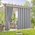 RYB HOME Extra Wide Outdoor Curtains 2 Panels - UV Protect Waterproof Privacy Outside for Patio Gazebo Balcony Lanai Pavilion Pergola Deck, 105xLong 108 inches, Top Grommet | Silver Grey