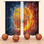 Cinblue Basketball Curtains Rod Pocket Fire and Water Ball Sports Flame Splashing Thunder Lightning Cool Art Printed Living Room Bedroom Window Drapes Treatment Fabric 2 Panels 42 (W) x 63(L) Inch