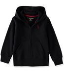 U.S. Polo Assn. Boys' Hooded Zip or Snap Fleece Jacket, New Black, Medium