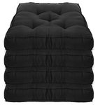 Kuber Industries 4 Pieces Cotton Decorative Fabric Chair pad/Back Support/Seat Cushion and Handmade Quilting,14" x 14" Inch (Black) - CTKTC46195