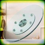 TAJMDGW Glass Lazy Susan Turntable 40inch, Tabletop Rotating Tray with Auxiliary Wheels, Rotating Serving Plate for Dining Table, Easy to Share Food(36 inch(90cm))