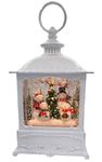 Gerson Lighted 8.5 Inch Christmas Water Lantern Snow Globe with Continuous Swirling Glitter- Snowman Family