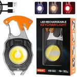 KLIFFOO Keychain LED Flashlights, Rechargeable Flashlight Torch 7 Light Modes with Lighter,Whistles,Screwdriver,Bottle Opener,Magnet Base Multifunction Emergency Use COB Light for Camping Outoor