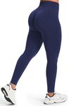 JOYSPELS Gym Leggings for Women Seamless Ruched Scrunch Bums Lifting Workout Activewear Leggings High Waist Tummy Control Yoga Pants UK Navy Blue M