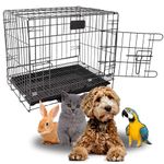 Woofy Dog Cage - Powder Coated, Single Door Folding Metal Cage/Crate/Kennel with Removable Tray and Paw Protector for Dogs, Cats and Rabbits - 18 Inch - Black Antic Silver Color