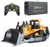 Top Race RC Bulldozer Toys for Boys - Remote Control Construction Vehicle with Metal Shovel - Heavy-Duty RC Front Loader - 5 Channel Remote Control Backhoe - RC Bulldozer for Adults and Kids