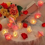 Rose Flower String Lights, 9.8 Ft 20 LED Artificial Rose Garland Fairy Lights Battery Operated Rose light for Valentine's Day Wedding Mother's Day Anniversary Decor Presents for Girls(Red+Pink+White )