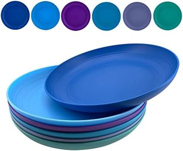 AOYITE 8 inch Plastic Plates Reusable, Unbreakable Plastic Dinner Plates set of 6, BPA Free Dishwasher Safe & Microwave Kids Hard Plates for Kitchen Lunch Party Outdoor