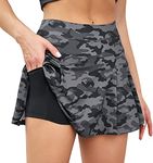 VUTRU Women's Pleated Tennis Skirts High Waisted Athletic Golf Skirt with Pocket Shorts Sport Running Skorts Camo