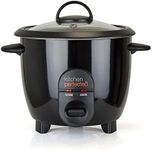 Kitchen Perfected 350W 0.8Ltr Automatic Rice Cooker - Non Stick/Removable Rice Bowl/Warm & Cook Indicators/Toughened Glass Lid/Measuring Cup/Spatula/Recipes Included - Black - E3302BK