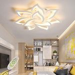 Modern Dimmable LED Ceiling Light Creative Flower Shape Design Ceiling Lamp Living Room Bedroom Children's Room Metal Acrylic Petal Ceiling Chandelier Lighting [Energy Class A++],10heads/Ø85CM