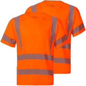 ProtectX Class 3 High Visibility Shirts for Men Reflective Safety Hi Vis T Shirt Short Sleeve Construction Work Shirt 2 Pack Orange X-Large