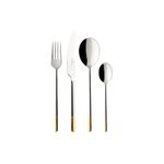 Villeroy & Boch – Ella Service, Cutlery Set 24 Pieces for 6 People, Dishwasher Safe, Rustproof, Knife, Fork, Spoon, Luxury Cutlery Set, Dinner, 18/10 Stainless Steel, Partially Gold Plated