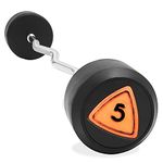 WATSON Curl Weight Bar with Fixed Weight Heads Weight Lifting Gym Rod Curl Barbell Rod Fixed Weight Gym Workout Exercise Set (Black- 15 Kg)