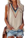 RANPHEE Womens Tank Tops Khaki Casual Summer Sexy Lace V Neck Sleeveless Shirts Loose Fit Dressy Blouses Ladies Fashion Trendy Clothing S