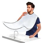 Beard Bib Apron for Men, Beard Trimming Catcher Beard Bib, Non-Stick Waterproof Beard Hair Catcher for Sink & Shaving & Trimming & Hair with 3 Suction Cups, Gifts for Men (White), White