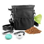 MGKSHADOW Dog Treat Pouch 1pc, Pet Training Clicker 2 pcs, Pet Treat Pouch, Built-in Poop Bag Dispenser (Black)