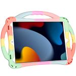 Adocham Kids Case for iPad 9th/8th/7th Generation,Kids iPad 10.2 Case with Stand Handle and Strap,Lightweight Shockproof Silicone Kids iPad Cover 10.2 inch 2021/2020/2019(Rainbow 2)