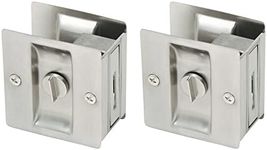 Design House 182121 Pocket Door Privacy Bed and Bath Lock 2-Pack Satin Nickel