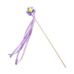 Foodie Puppies Cat Plush Ball Bell Teaser and Exerciser Wand for Cats and Kittens (Fluff Teaser Stick) | Interactive Teasing Wooden Wand | Flower Design with Ribbons (Color May Vary)