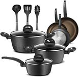 NutriChef 12-Piece Nonstick Kitchen Cookware Set - Professional Hard Anodized Home Kitchen Ware Pots and Pan Set, Includes Saucepan, Frying Pans, Cooking Pots, Dutch Oven Pot, Lids, Utensil -,Gray