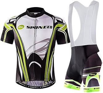 sponeed Men Cycling Jersey Bib Shorts Riding Bicycling Pants Padded Triathlons Bib-Shorts US M Green Multi