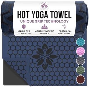 Clever Yoga Hot Yoga Mat Towel – Non-Slip Grip for Hot Yoga, Sweat Absorbent, Honeycomb Silicone Grip, Stays Flat – Ideal for Pilates, Travel, Washable & Lightweight - Dark Blue