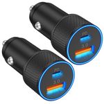 USB C Car Charger, 2Pack 38W 2-Port USB C & USB A Car Charger QC/PD 3.0 Fast Charge Cigarette Lighter Adapter for iPhone 16/15/14/13/12/11/Pro Max/Plus, Galaxy S24/S23/S22, Google, LG, Tablet, Android